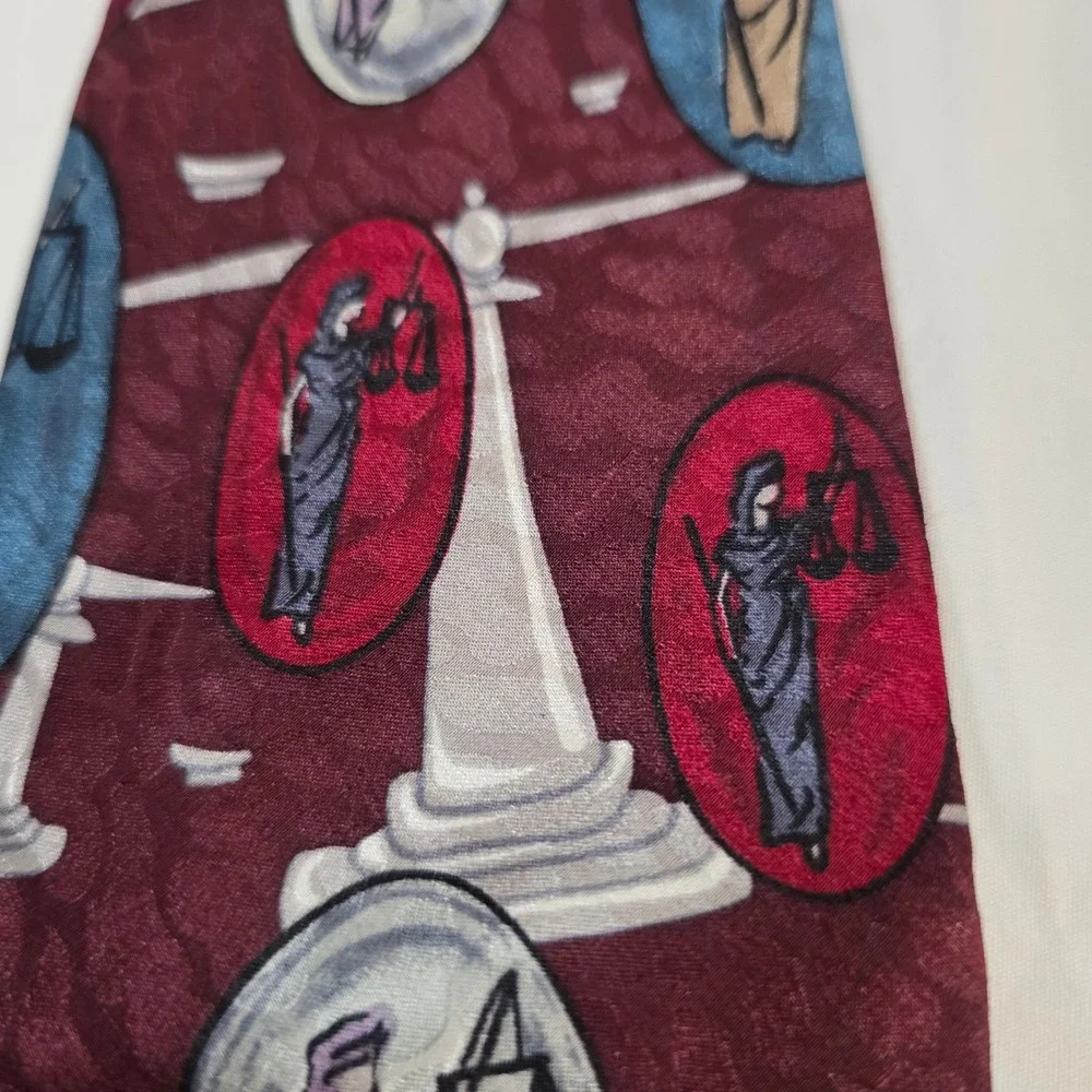 Charles Patrick J Blades Lady Justice Tie Burgundy Legal Scales of Justice USA